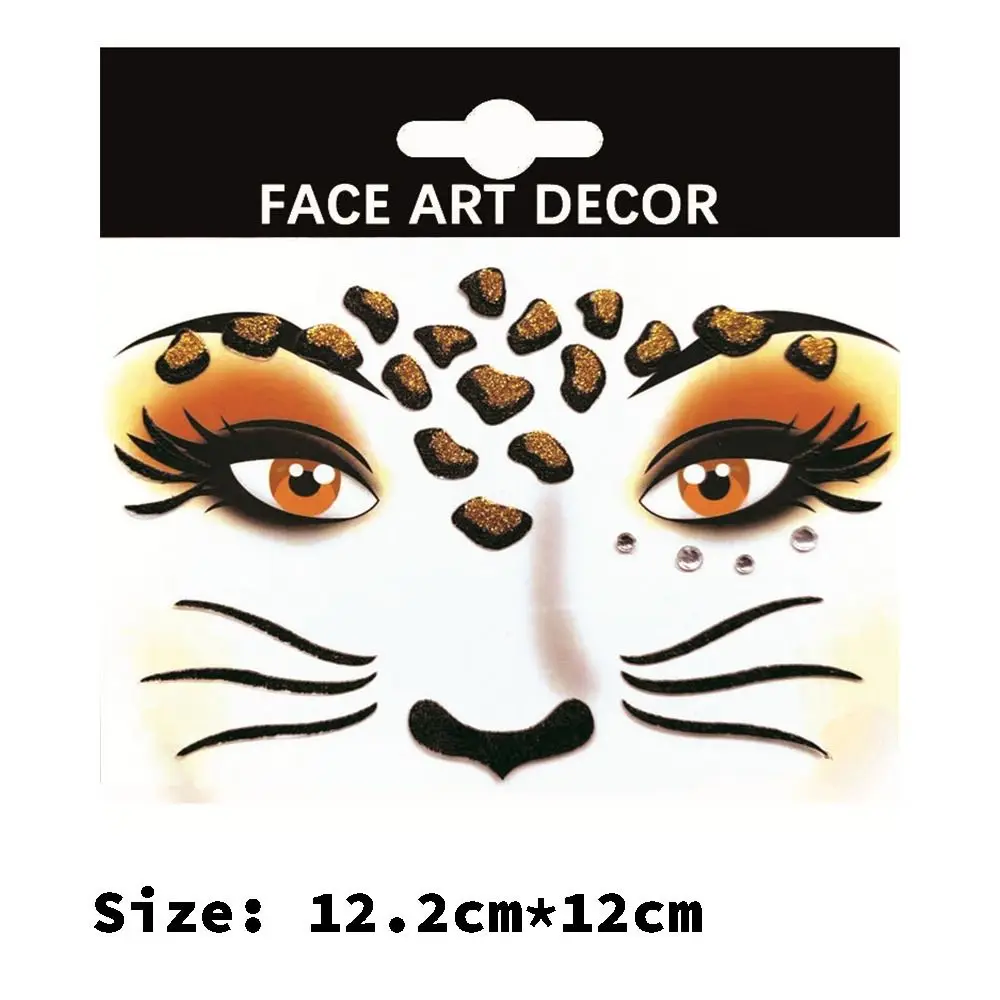 Autocollants de maquillage pailletés fzCat, motif léopard, papillon, glace, dessin animé, décor artistique