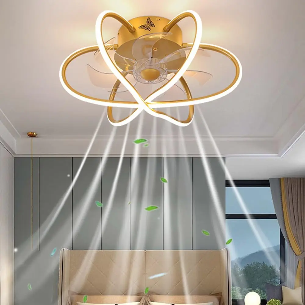 15.8-inch modern illuminated ceiling fan LED bladeless ceiling fan 6-speed stepless dimming 3-color embedded slim ceiling fan