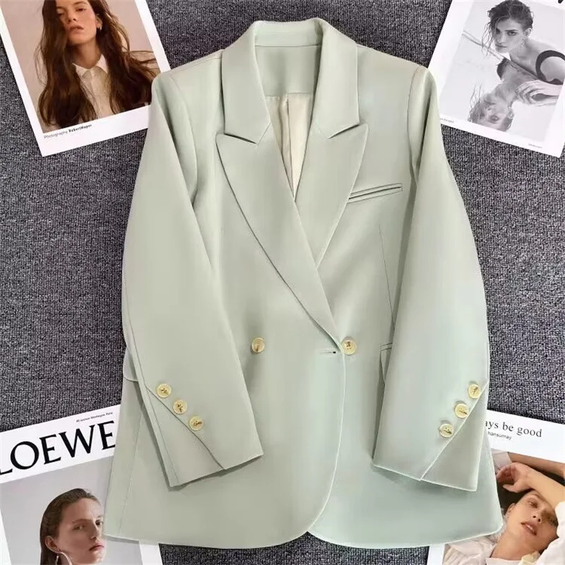 Blazer de Color liso para mujer, abrigo femenino de estilo coreano con sentido del diseño, Blazers de ocio, Ropa de Trabajo de oficina para mujer 2024