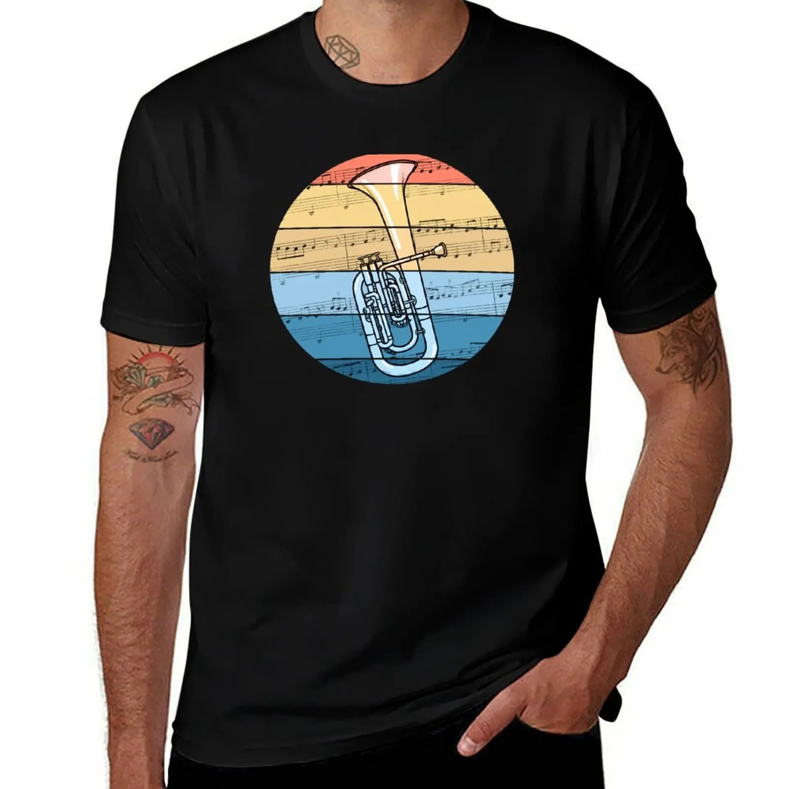 Tenor Horn Music Notation Hornist Brass Musician T-Shirt Simple Trendy Casual T-Shirt