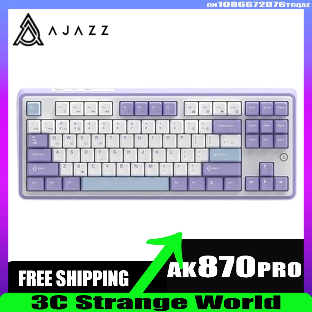 

Клавиатура AJAZZ AK870 Pro Механическая игровая, сенсорный экран, 3 режима, коноб, RGB, прокладка, клавиатура, Hotswap, аксессуары для ПК, для занятий спортом