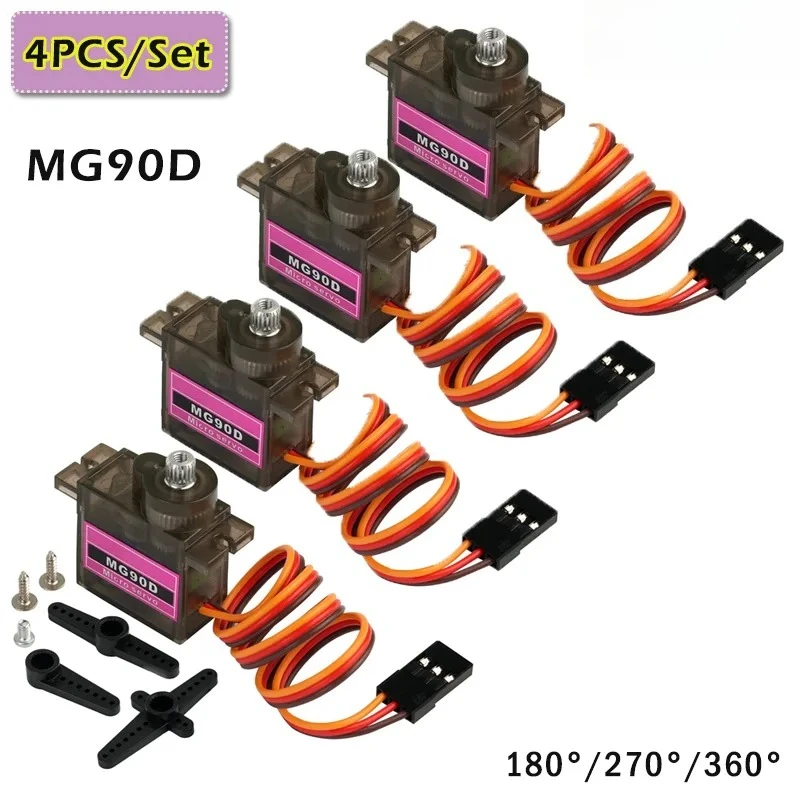 4CPS/Set 9g MG90D Micro Digital Servo Motor 180/270/360 Degree Full Metal Gear DIY Toys Servos For Cars/Plane/Robot Model