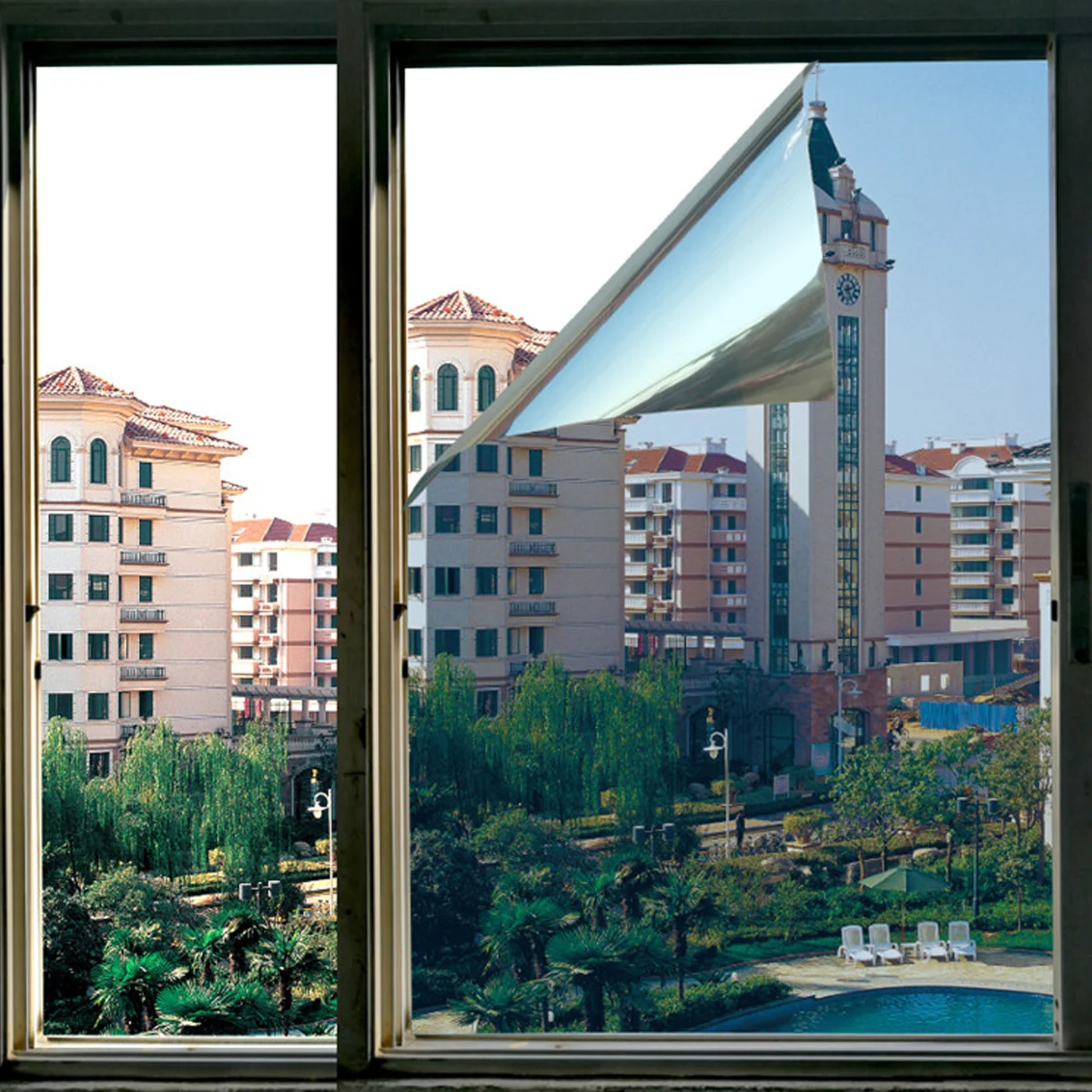 

One-Way Solar Control Window Film Tea Silver 40Cm Width 100Cm Length Heat Insulation Uv Blocking Sun Shield Sticker for Home