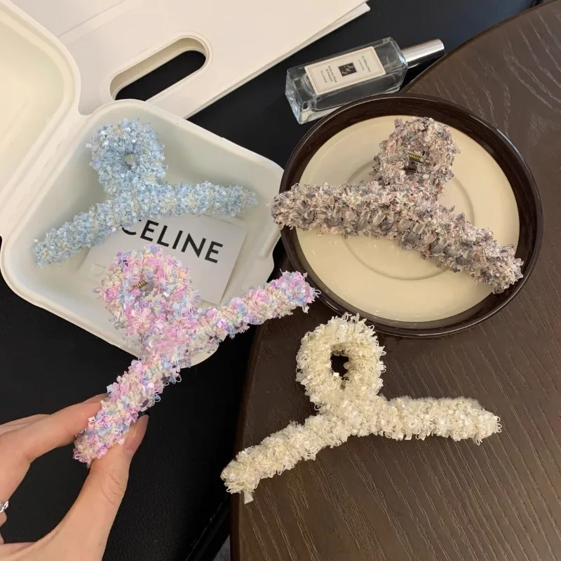 Small Perfume Style Fabric Twisted Scrunchie Clip Large Senior Sense of Female Back of The Head Hair Card Hair Scrunchie