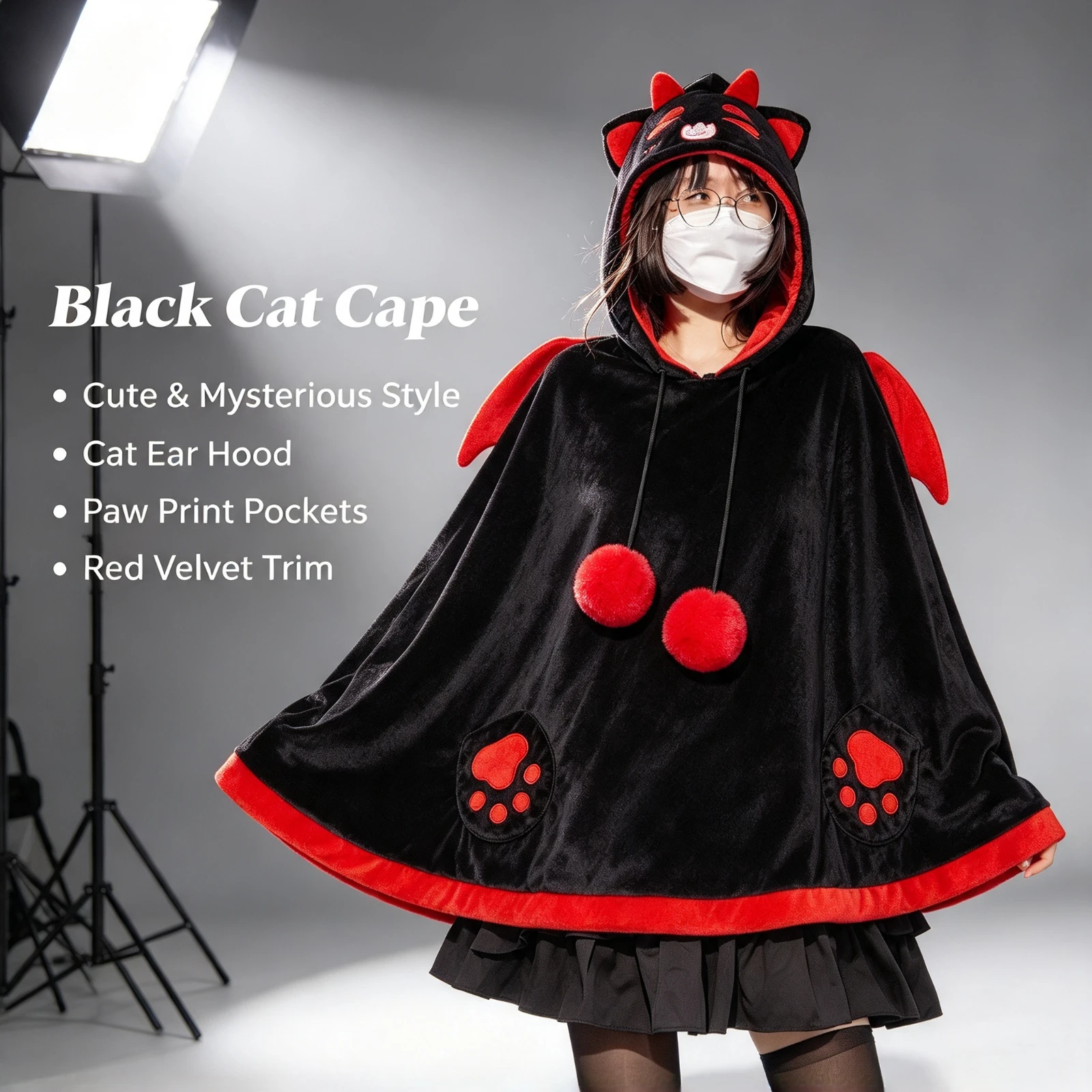 Cute Anime Cat Hooded Plush, Cape Kawaii Animal Flannel Poncho, Warm Winter Shawl Cosplay Costume, Nap Blanket Gift For Girls