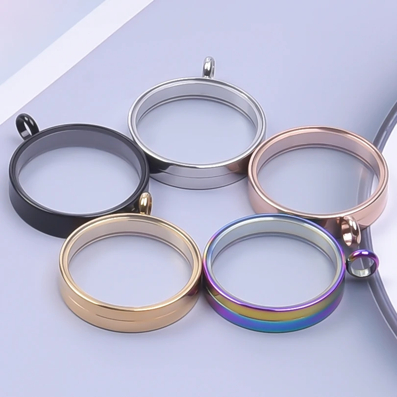 2PCS Rose Color Rainbow Charm Glass Medallions floating charms for living lockets Stainless Steel Pendants Craft Photo Jewelry image 5