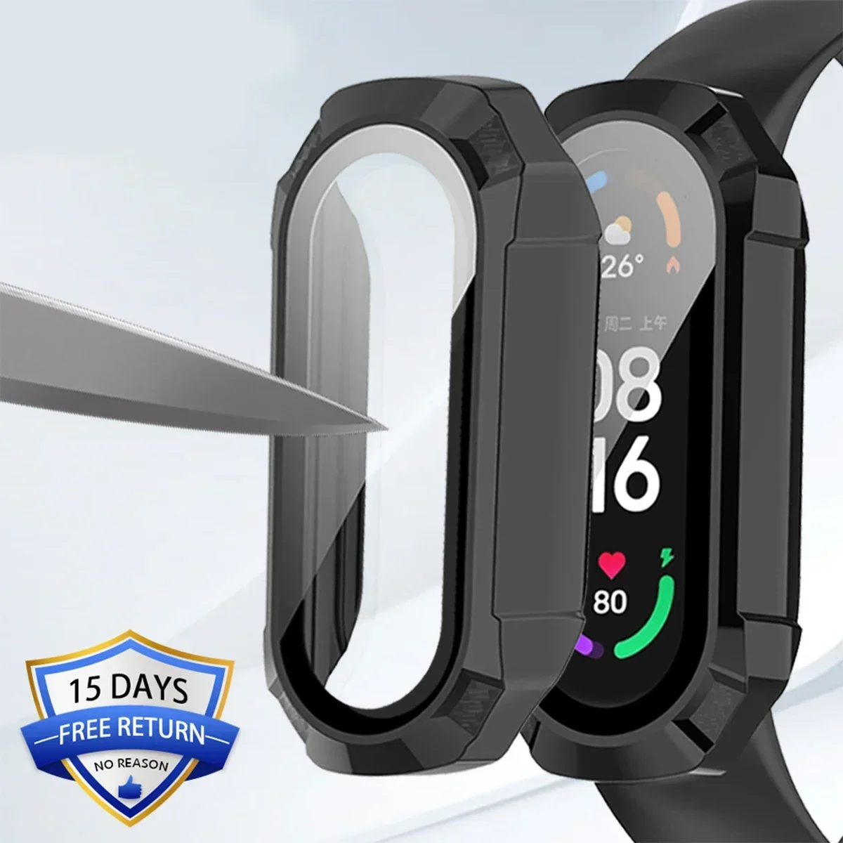 خفف من الزجاج وحافظة ل شاومي مي باند ، واقي الشاشة ، ساعة ذكية ، ميباند 6 ، 5 ، 4 ، فيلم HD ، غطاء على الفرقة الذكية 8 ، 9 ، جهاز كمبيوتر ، 7