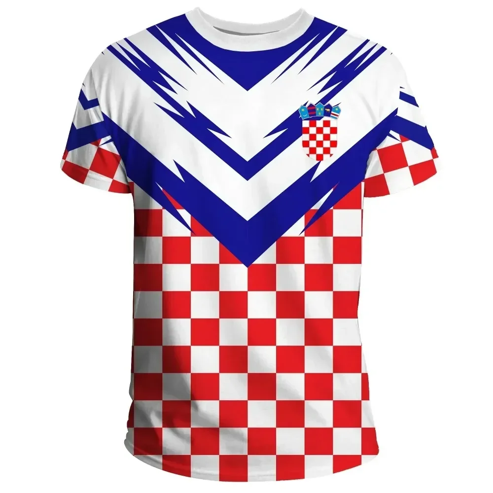 

Croatian Flag 3D Printed T-shirt Men's Crewneck Breathable and Comfortable Summer Harajuku Oversized Clothing