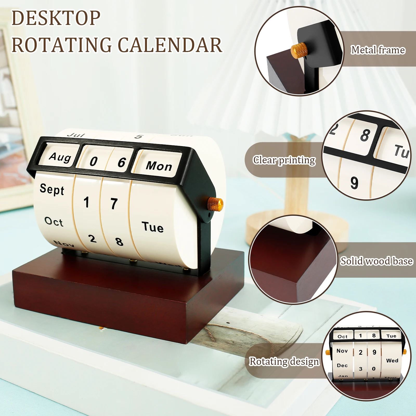 2025 Calendar Desktop Rotating Calendar Home Decor Desk Ornaments Perpetual Calendar Countdown for Kid Birthday Anniversary Gift