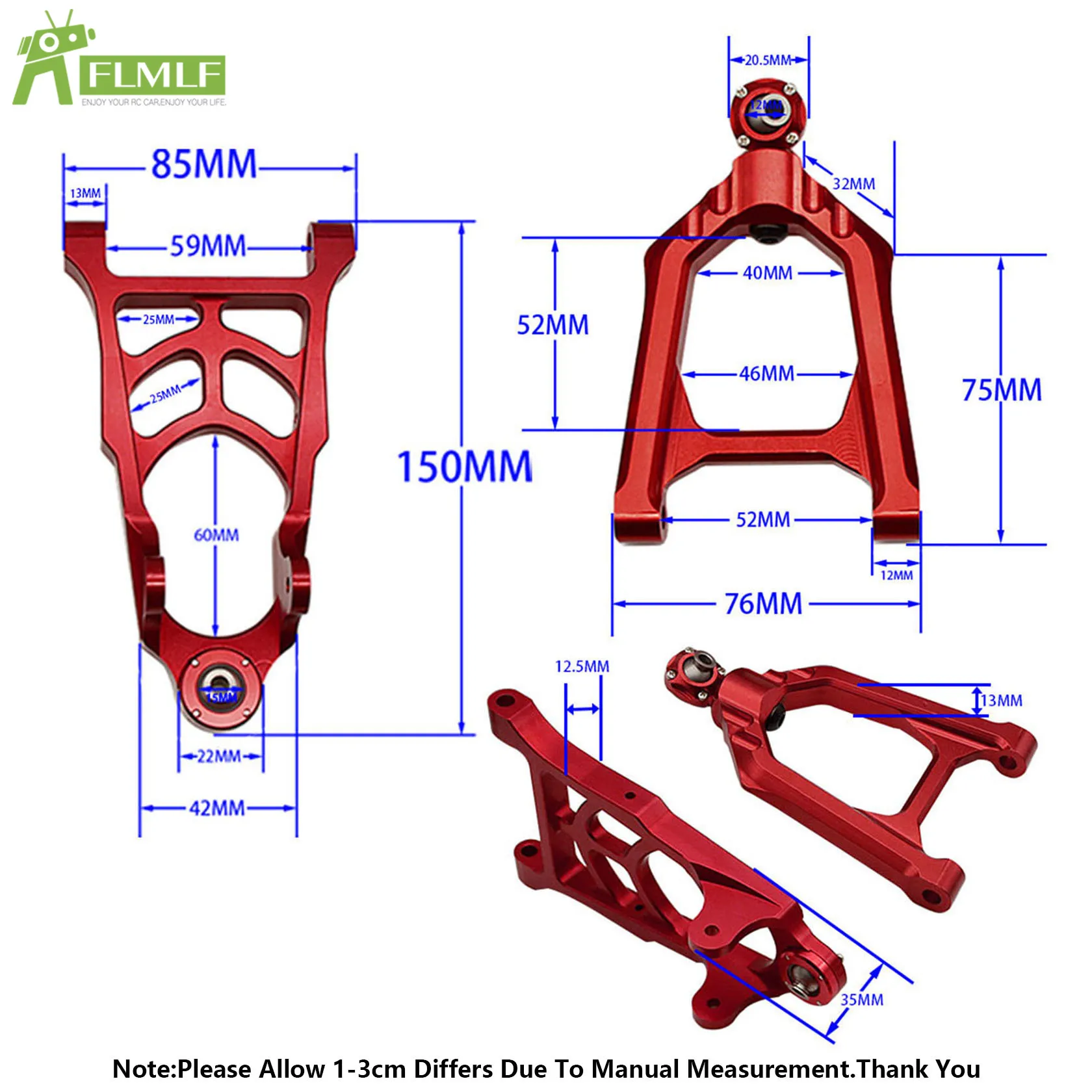 CNC Front or Rear Wheel Hub Carrier or Suspension Arm or Bulkhead or Shock Tower Support Kit for 1/5 HPI ROVAN KM BAJA 5B 5T 5SC
