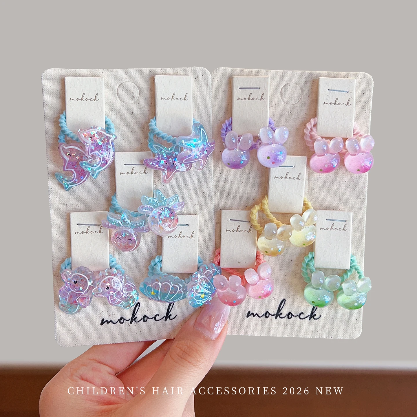 2026 New 10pcs/set Ocean Style Hair Ties For Baby Girls Toddler Fashion High Elasticity No Hurt Hair Korean Star Heart Hair Band