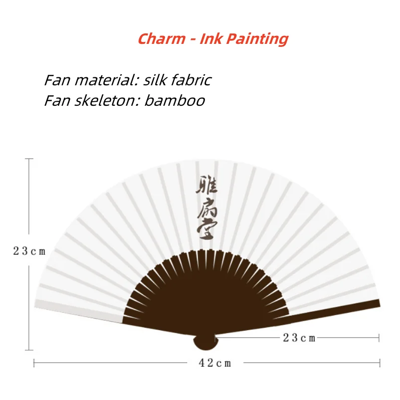 Chinese style portable tassel 23cm small folding fan, blue and white porcelain ink folding fan (hand fan)