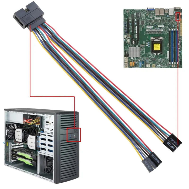 Multifunktional für Supermicro Front Panel Connector Adapterkabel für Computergehäuse Server Schalter Verlängerungskabel