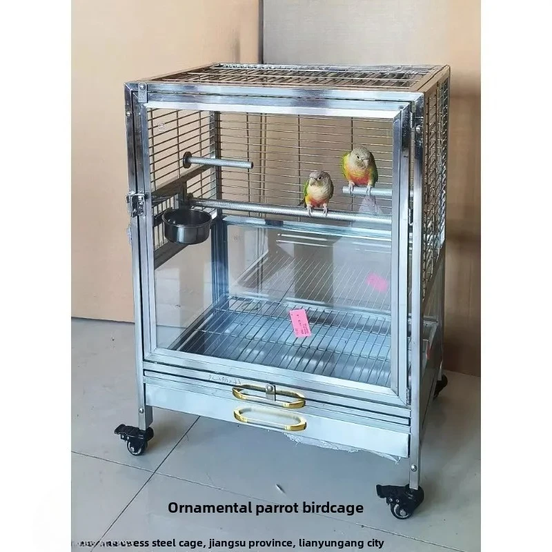 

Boutique 304 stainless steel parrot bird cage to watch anti-sprinkle and anti-feather powder, the large parrot cage in the livin