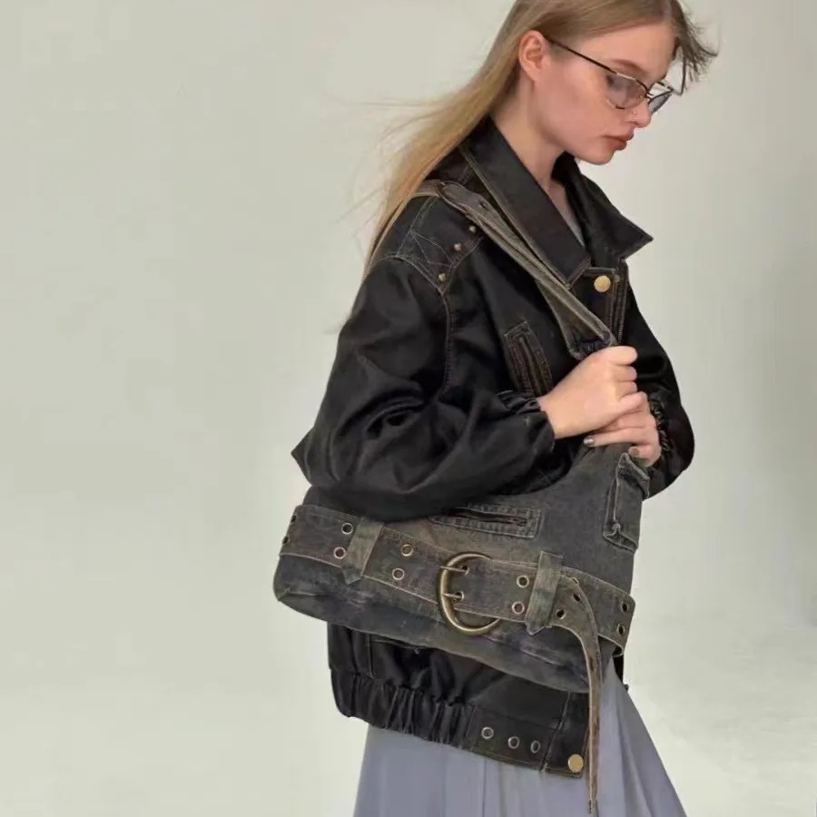 Torba o dużej pojemności dla kobiet New Fashion Denim torba Crossbody na jedno ramię casualowa uniwersalna damska torba na ramię