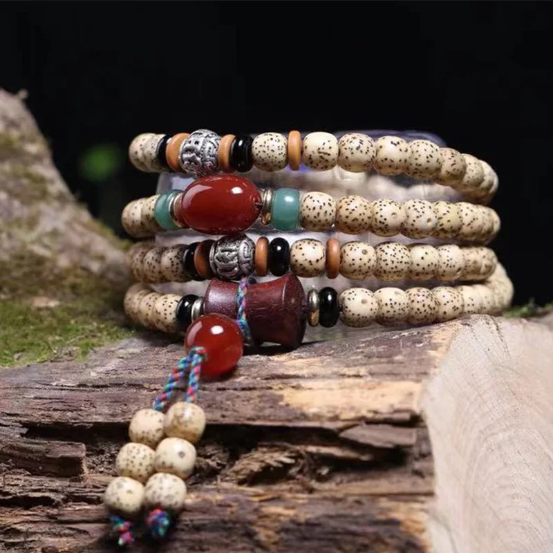 Hainan Star Moon Bodhi Seed Original 6x8 108 high-density plain Buddhist prayer beads bracelet collectible bracel