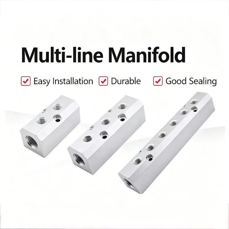 In Plug 2 3 4 -12 Ways Solid Aluminum Air Manifold Block Splitter 25mm Spacing With Quick Plug Connector 1/2” BSP 30x30mm G1/2