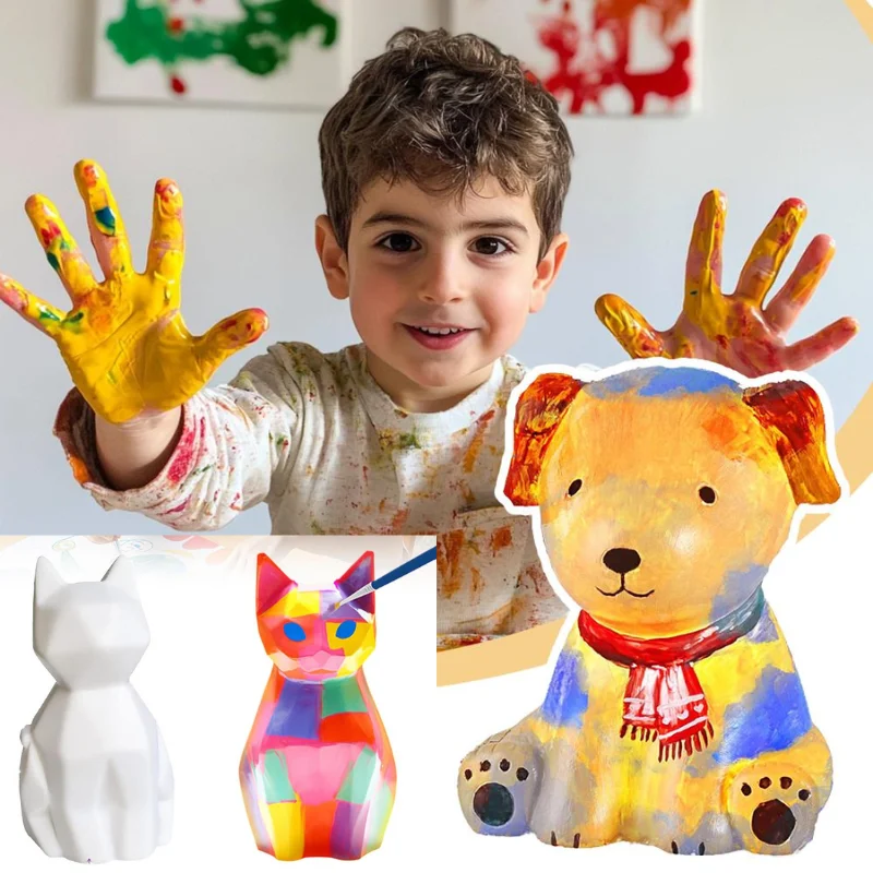 DIY Graffiti Watercolor Toys Lovely Cats Night Lamp Crafting Set Children's Handmade DIY Geometric Night Light Art Supplies