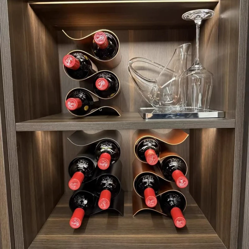 Modern Metal Wine Rack S-Shaped Bottle Holder for Hotel Living Room Sturdy Countertop Display Storage for Home Bar Decor