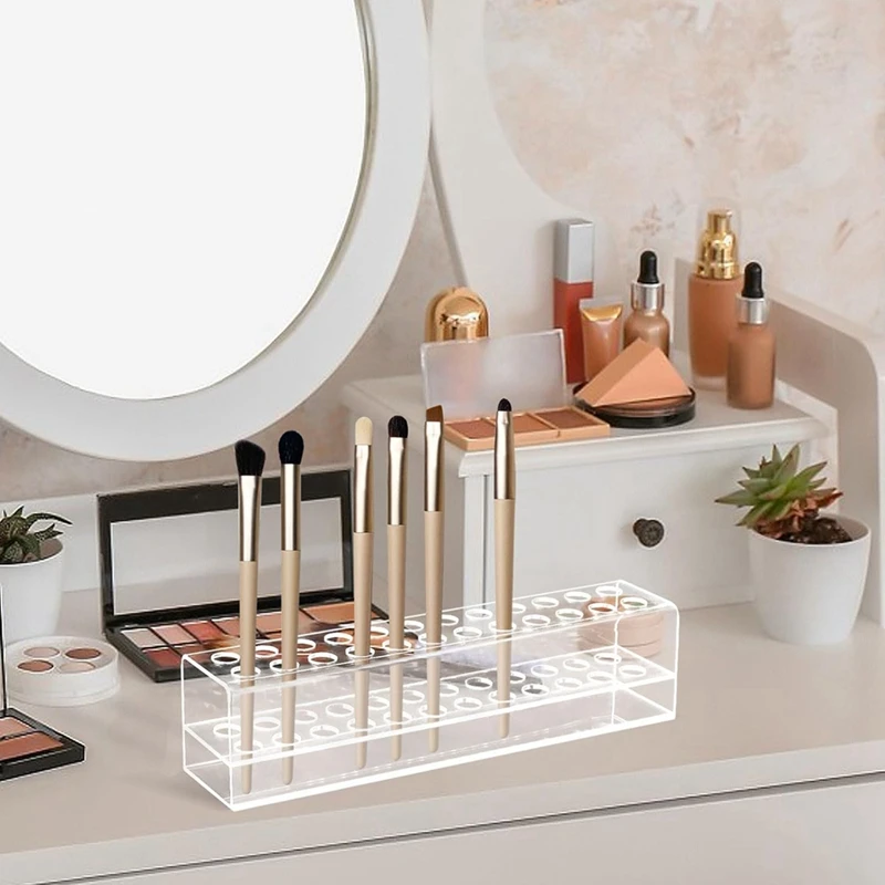 Acrylic Pen Holder, 24-Slots Pen Display Stand Clear Pen Holder Pencil Display Stand Eyebrow Pen Stand Art Brush Rack