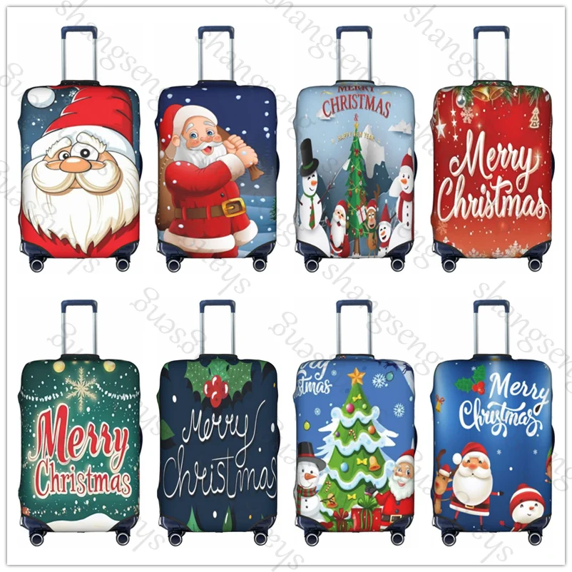 

Santa Elk Snowflake Christmas Travel suitcase protective case suitcase cover elastic protection washable Luggage cover, 18-32 in