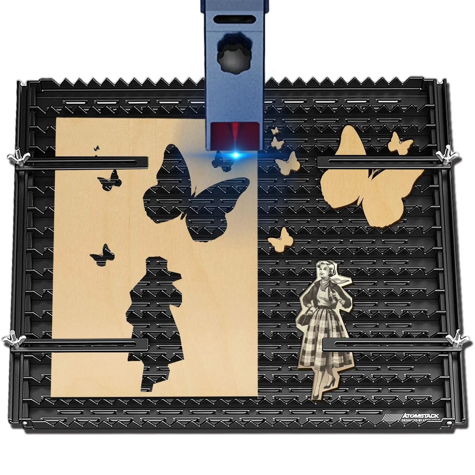 

ATOMSTACK F3 Матричный рабочий стол с светильниками 460*425 мм Лазерная кровать Съемная складная защитная доска Защита от порезов стола