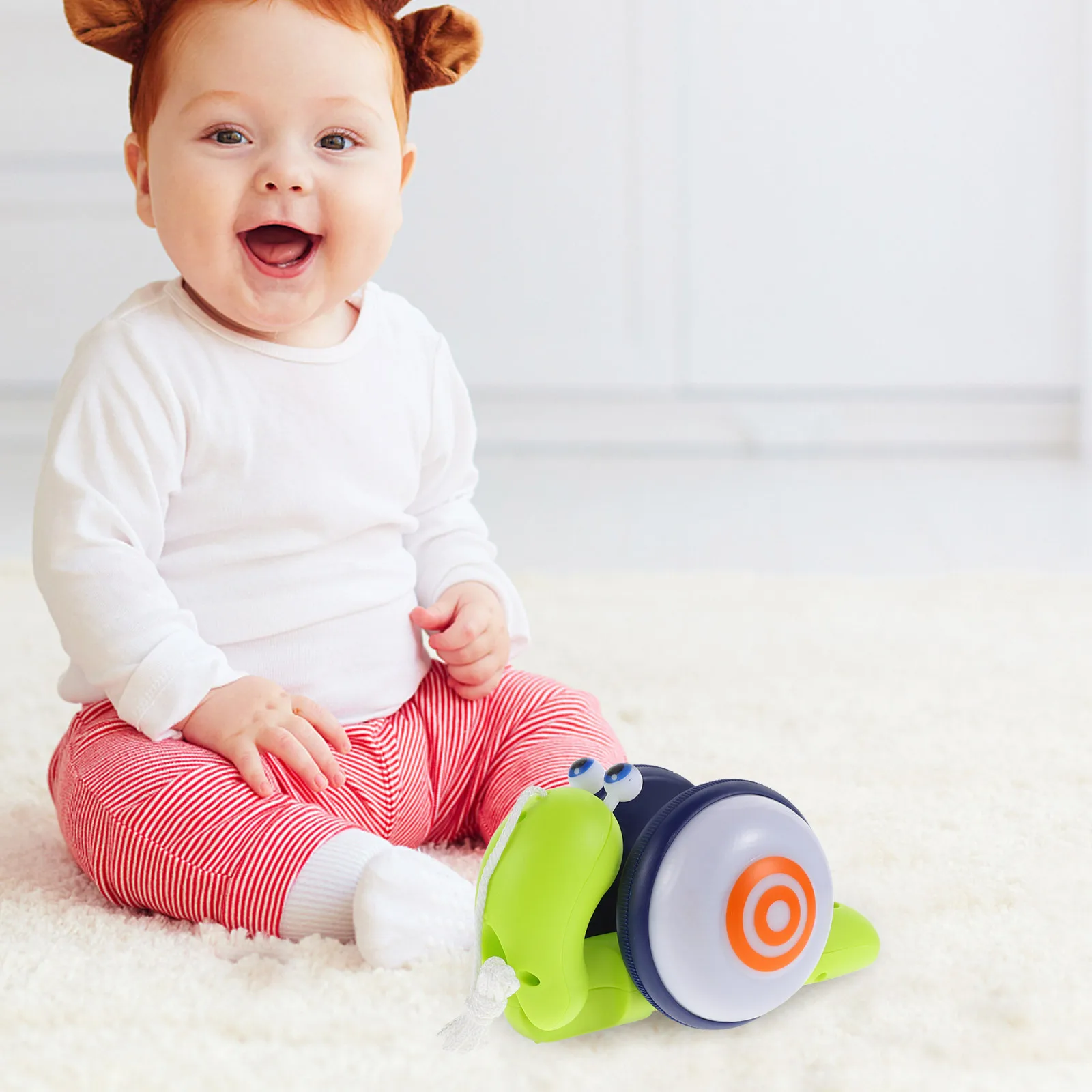 Slak trekken muzikale cartoon lichtgewicht ABS PP tractie voor peuter loopstoeltje trekkoord vroeg leren slak trekken speelgoed