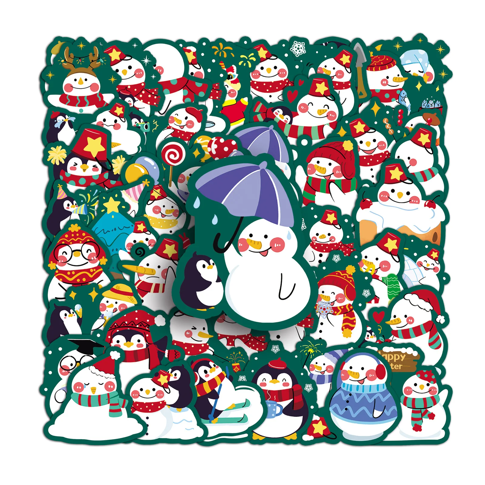 10/30/50PCS Cute Snowman Sticker Cartoon Graffiti Decoration Skateboard Motorcycle Laptop Guitar Waterproof Decal Kids Toy