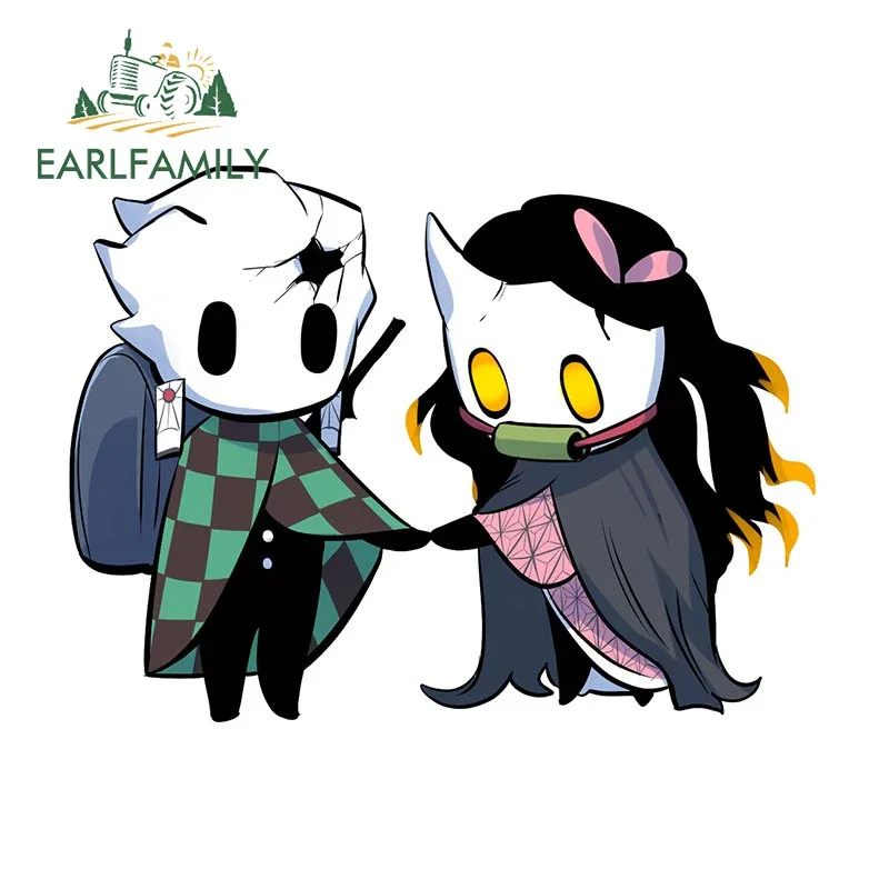 EARLFAMILY 13cm X 9.7cm For Hollow Knight Nezuko Tanjiro Car Stickers Sunscreen Decals Scratch-Proof Helmet Decor Car Goods