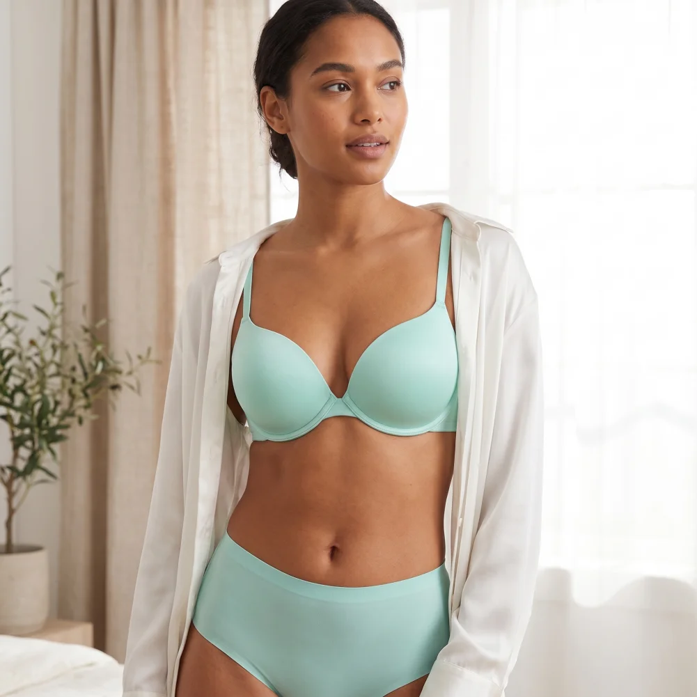 Bra Set Breathable Women’s Bra Underwear Set Soft Underwire Push Up Padded Bralette Bow Lace Panties Thongs Floral Collection
