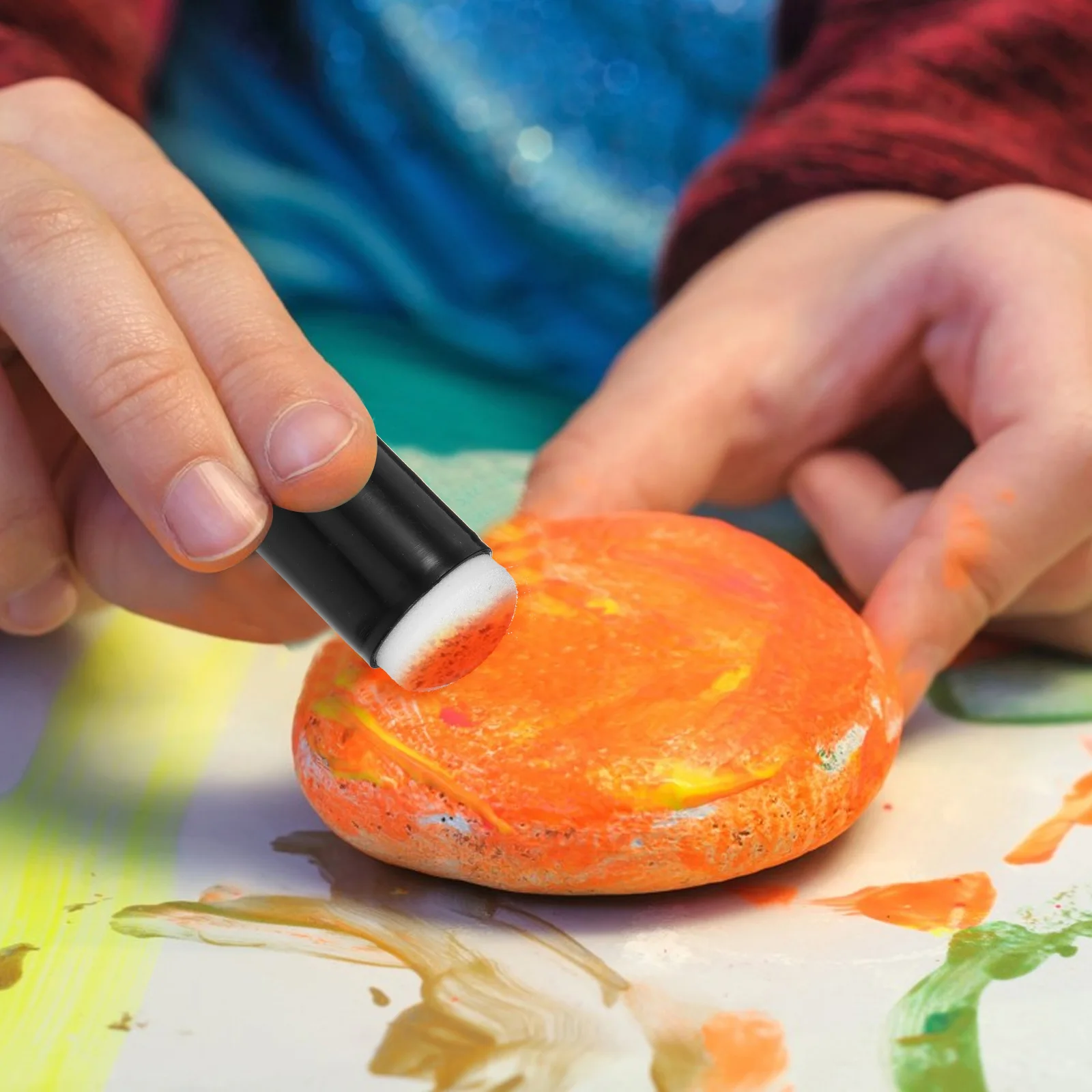 

32pcs Finger Painting Sponge Craft Tools Stamping Ink Card Making Art Creative Drawing Storage Box Sponges