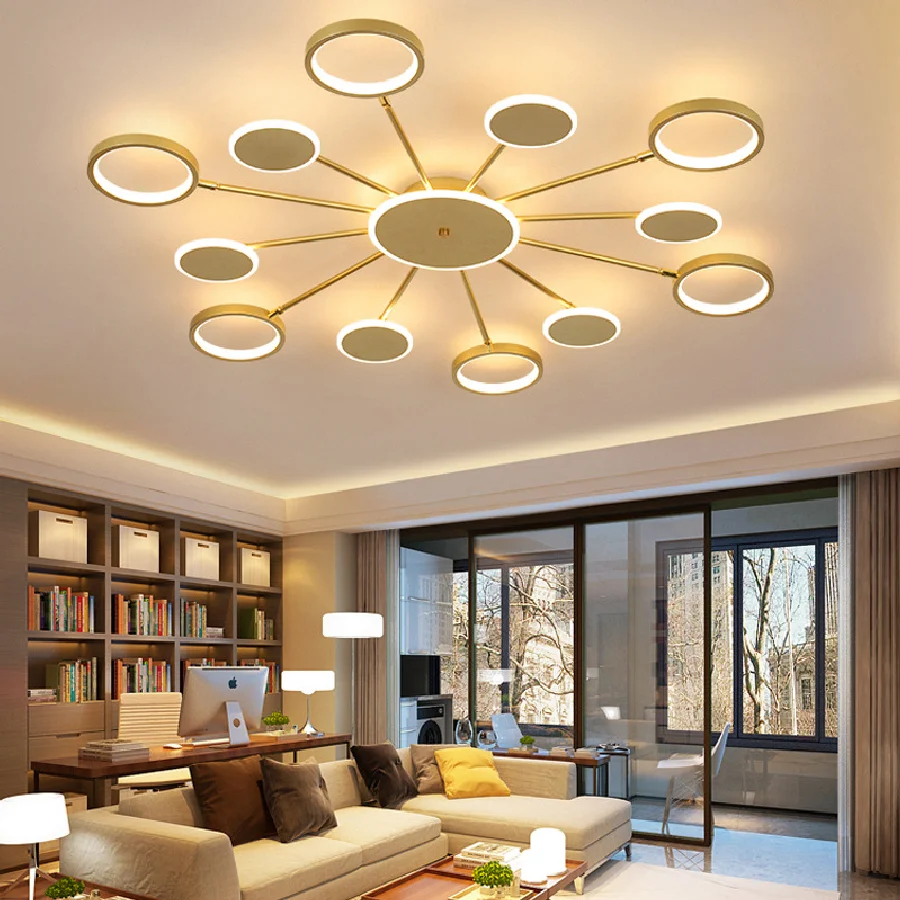 Black Or Gold Modern Simple Ceiling Light Dining Living Room Multi-head Indoor Bedroom Home Deco LED Surface Mount Panel Lamp