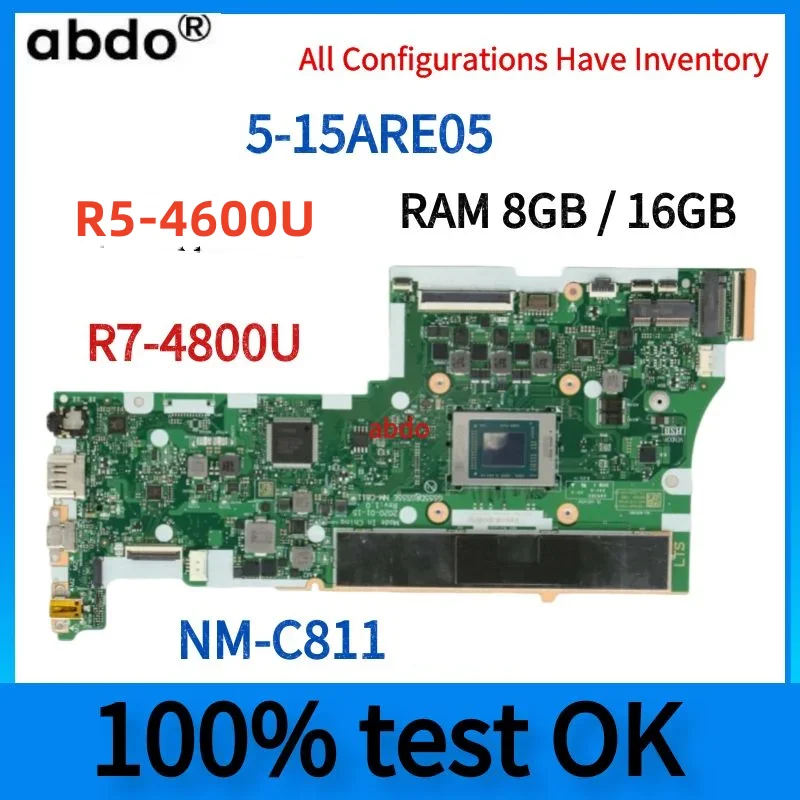 NM-C811/D701  Motherboard. For Lenovo ideapad 5-15ARE05 5-15ALC05 Laptop Motherboard. CPU R5 /R7 .RAM 8G/16G 100% test work