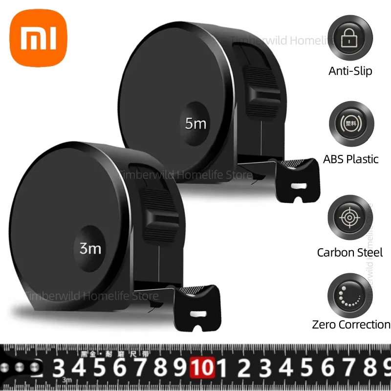 

Xiaomi Black 3M/5M/10M Steel Tape Measure Thickened High Precision Household Woodworking Tape Measure Self Locking Measure Tool