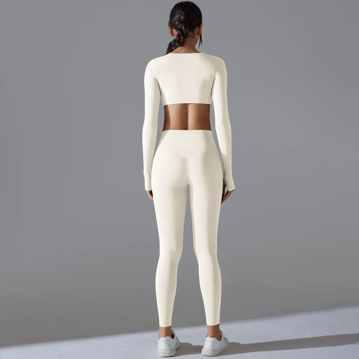 2Pieces Sports Gathering Long Sleeves for Woman Yoga Fitness Pants Suit Outdoor Running Gym Workout Quick Drying Yoga Pants Set