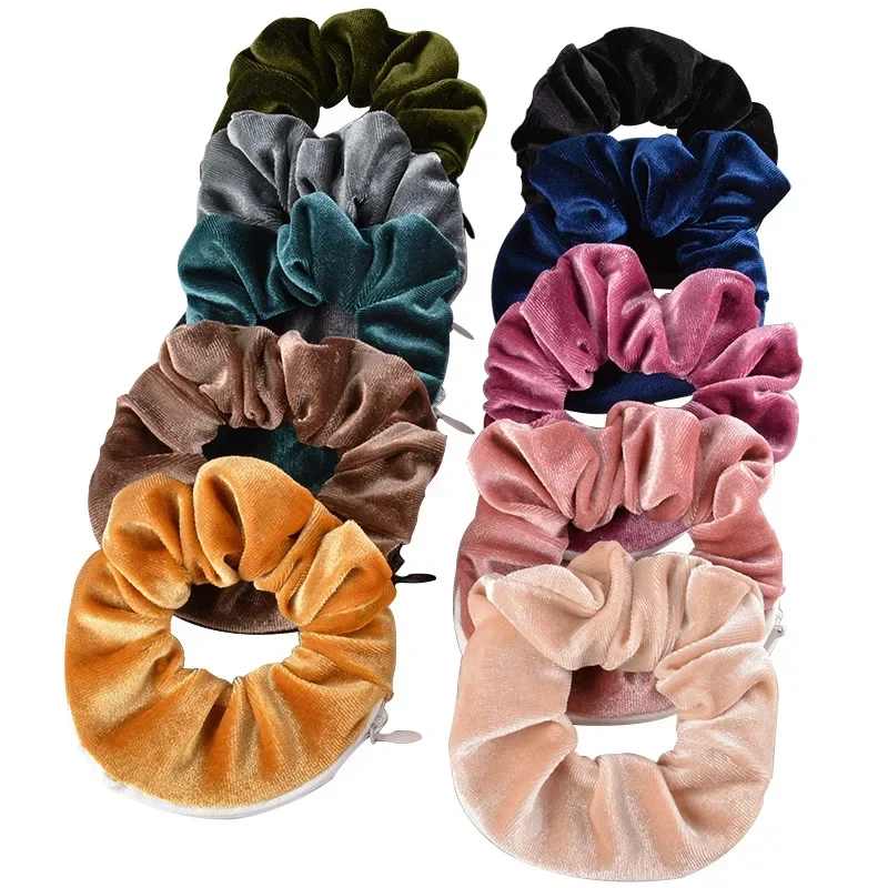 Durable Hair Tie Hair Scrunchie ⁣⁣⁣⁣Hidden Storage Compartment With Zip Stash Pocket Travel Diversion Stash Safe Container