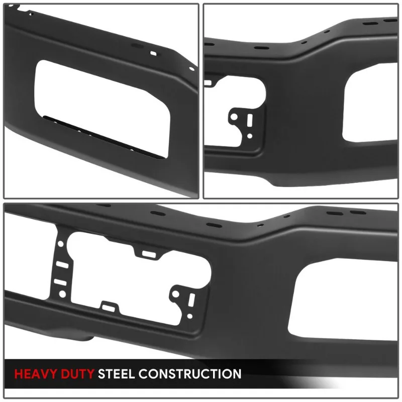 US For 18-20 Ford F-150 Black Stamped Steel Front Bumper Face Bar w/Fog Light Hole