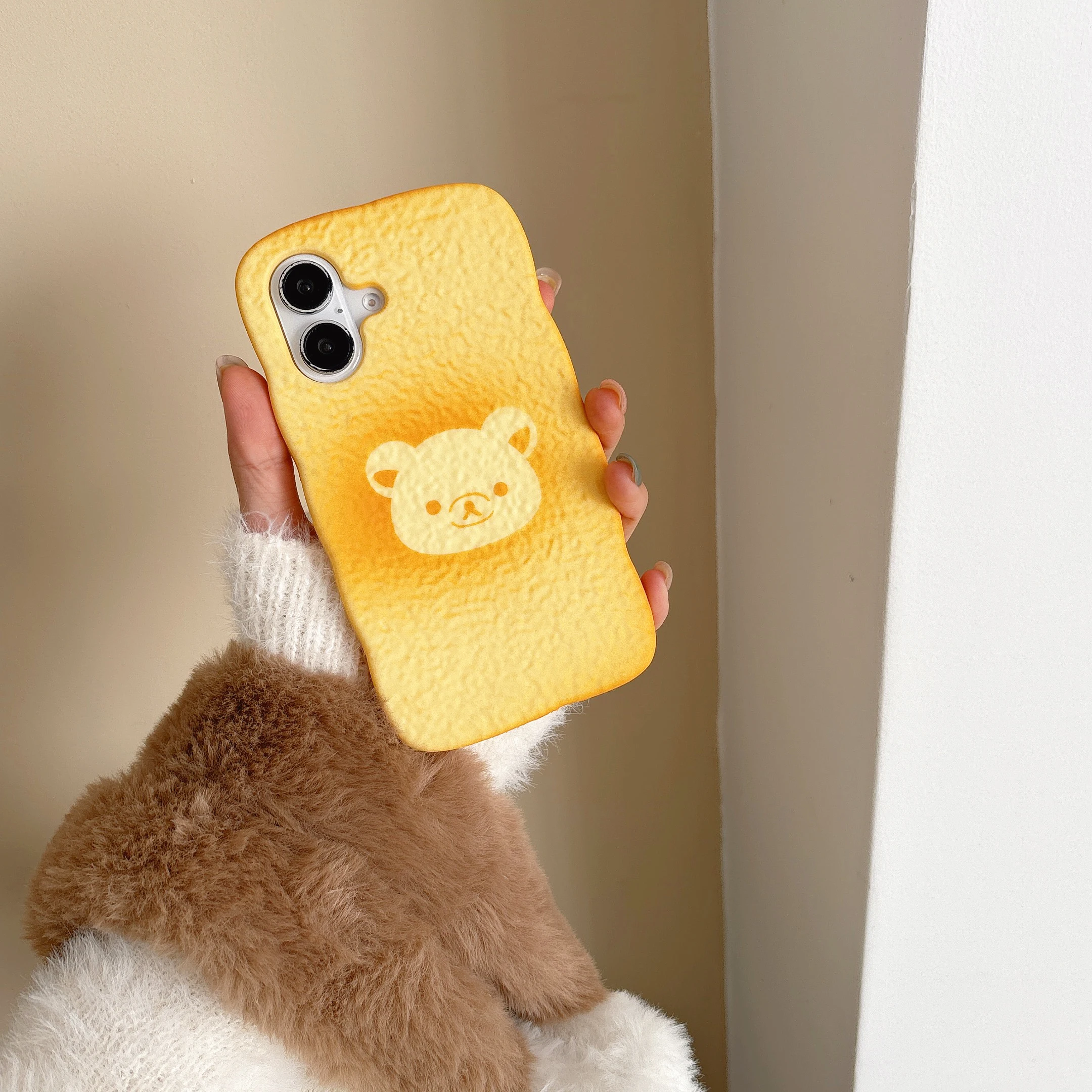 For iPhone 16 15 14 13 12 11 Pro Max Cute Rilakkuma Bread Toast Silicone Soft Cover Case