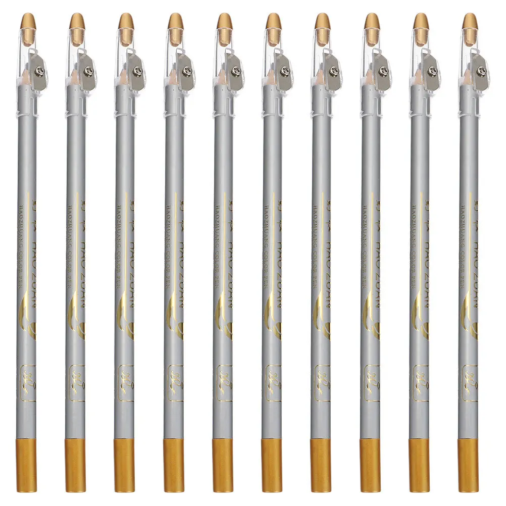 10 Stuks Waterdichte Wenkbrauwpotlood Ingebouwde Puntenslijper 2-In-1 Eyeliner Make-Up Tool Voor Natuurlijke langdurige Brow Eye Strokes