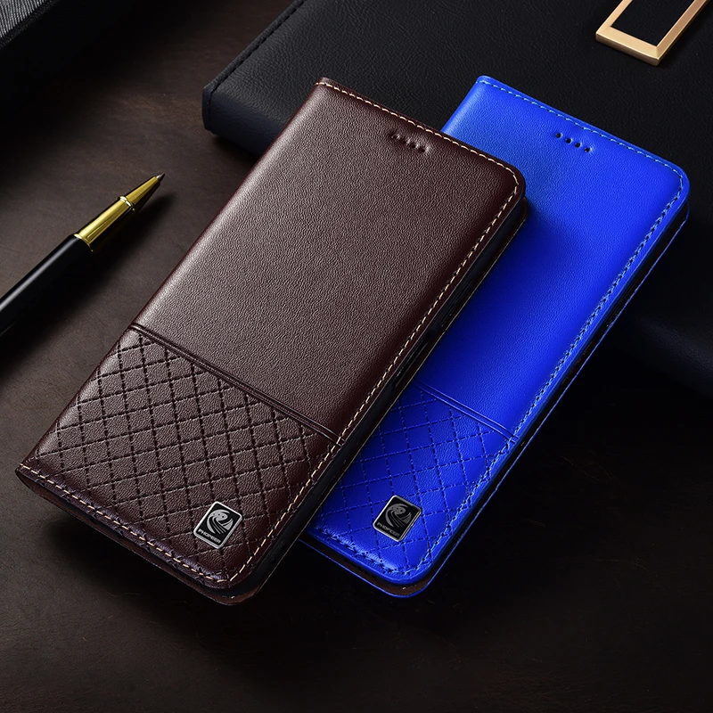 ل ZTE Redmagic 5G 6 6S 7 7S 8 8S 9 9S 10 5S Pro Plus Air Napa أدناه شبكة نمط من جلد طبيعي جراب هاتف جلد البقر #5