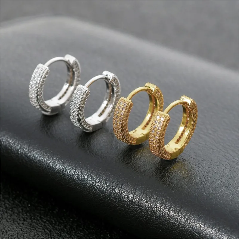 ENSHIR Shiny Zircon Huggies Hoop Earrings for Women Men Cuff Circle Niche Design Jewelry Accessories 1Pairs