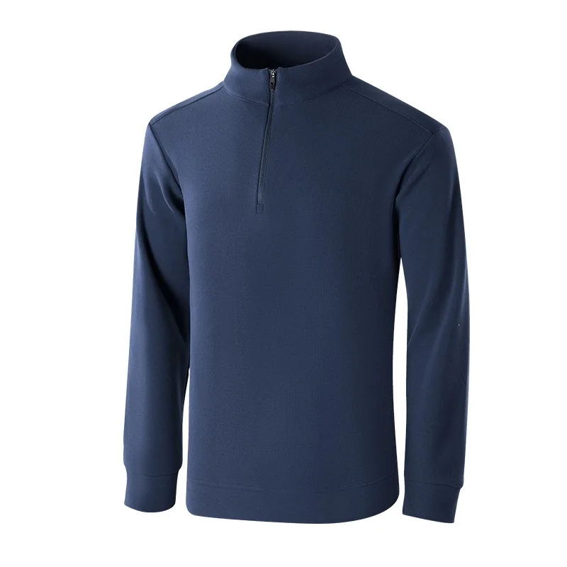 Men's Casual Sweatshirts Stand Collar Half Zipper Double-sided Brushed Fabric Pullover Solid Color Daily Warm Base Layer Shirt