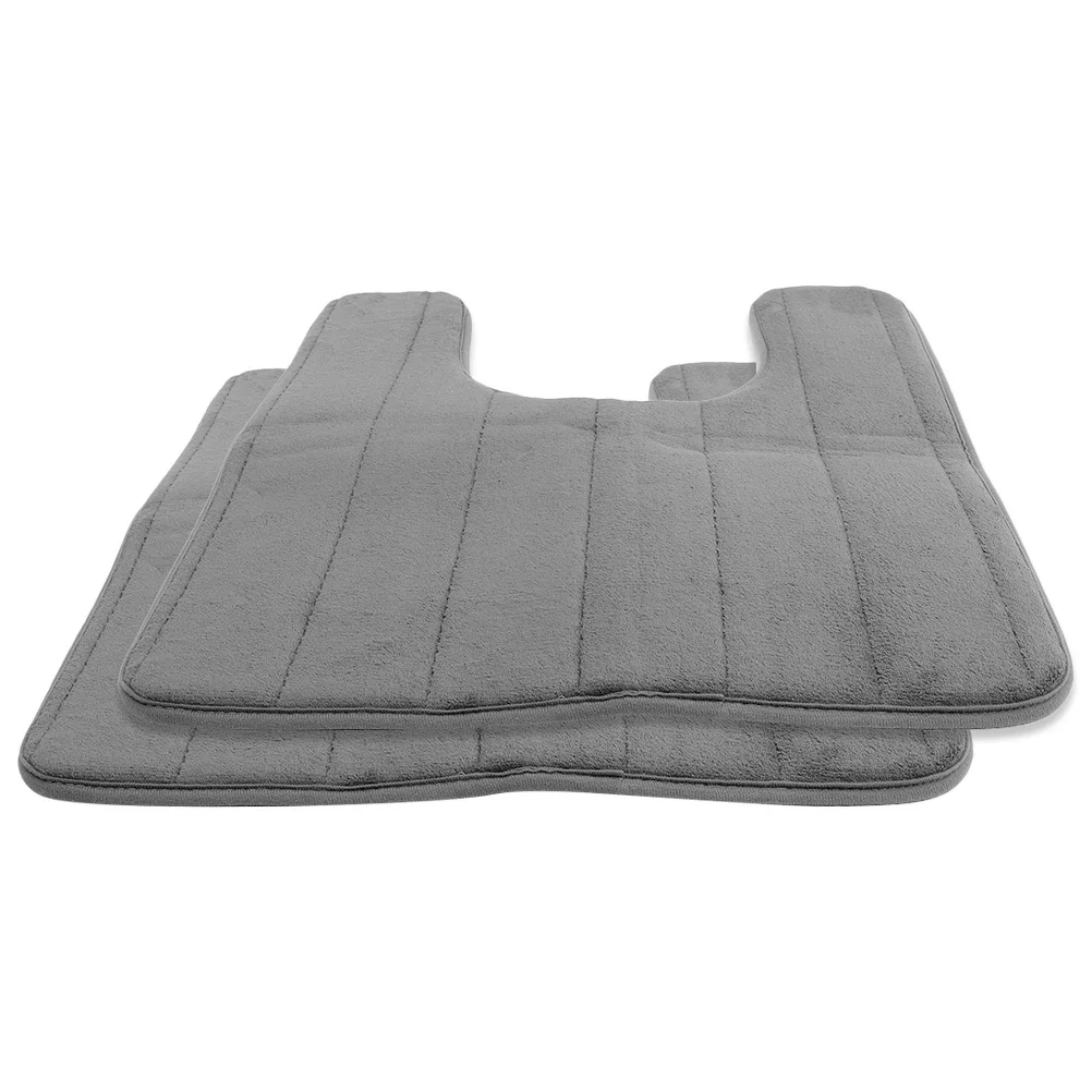 

2Pcs Memory Foam Toilet Floor Mat Slow Rebound U Shape Design Non Slip Bathroom Rug for Home Washroom Use Toilet Carpet