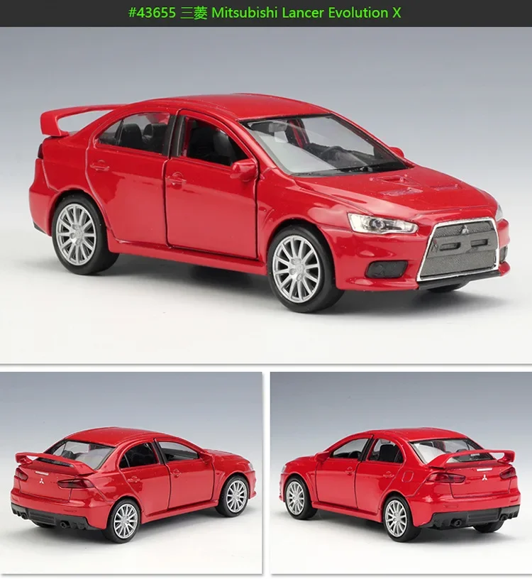 Welly 1:36 Mitsubishi Lancer Evolution X liga puxar para trás brinquedos modelo de carro veículos B24