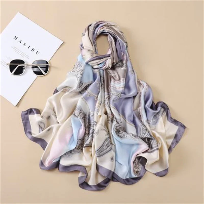 2024 Luxury Brand Fashion Large Silk Scarf Women Scarves New Shawl Pashmina Wrap Cashew Zebra Printing Female Hand