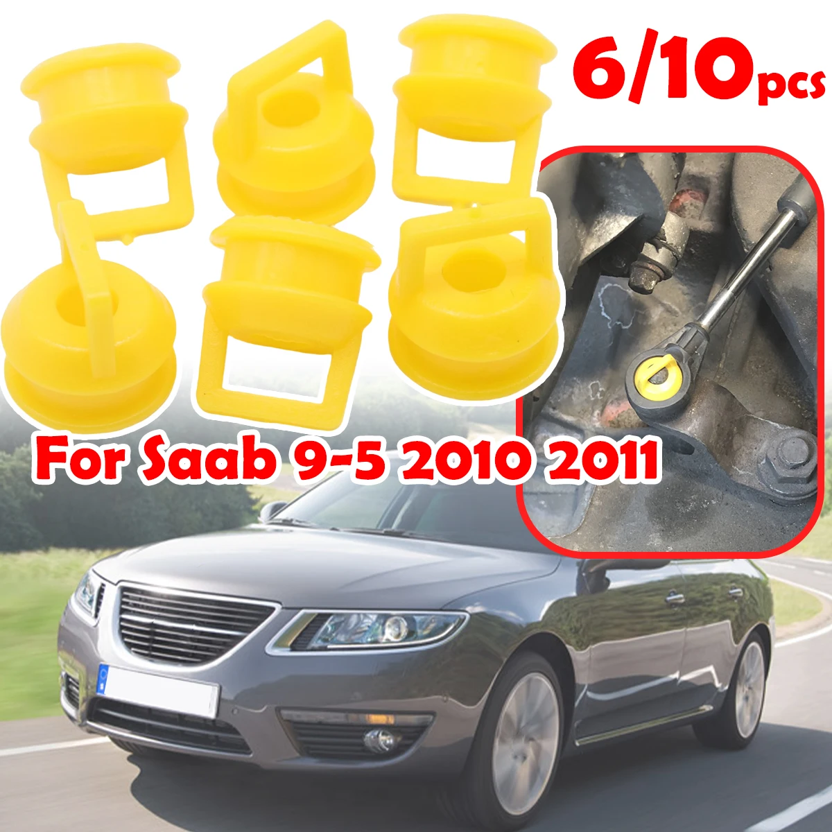 

6/10pcs For Saab 9-5 2010 2011 Gear Shift Cable Linkage Bushing Repair Kit Rubber Bands Grommet Clips Car accessories 15276979