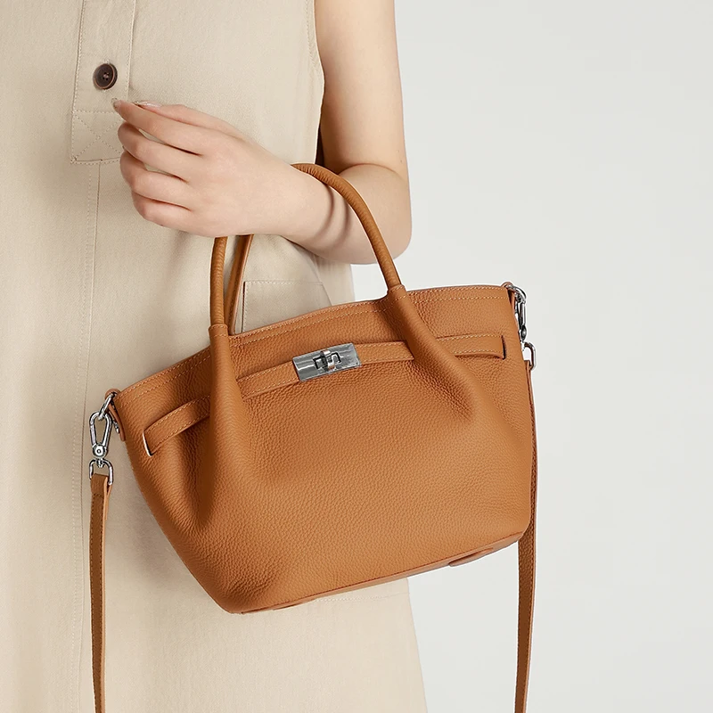 

Women's Genuine Leather Top Handle Bag Luxury Soft Cowhide Handbag Elegant Crossbody Shoulder Bag for Office Work Daily Commute