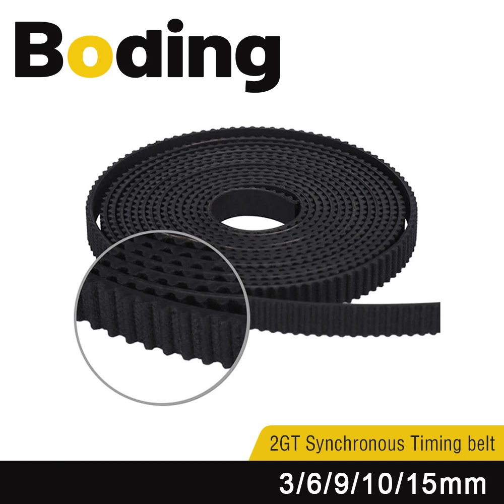 Boding 2gt Open Synchronous Timing Belt Width 3/6/9/10/15mm Rubber Samll Backlash Gt2 2gt-3/2gt-6/2gt-9/2gt-15 3d Printer