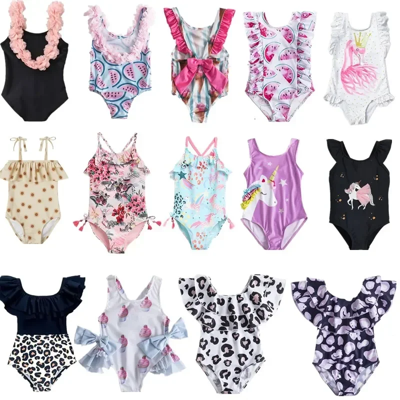 1-5Y Girls Swimsuit One Piece Swimsuit 2024 Fashion Cute Printting Beach Swimwear For Children New Summer Bathing Suits