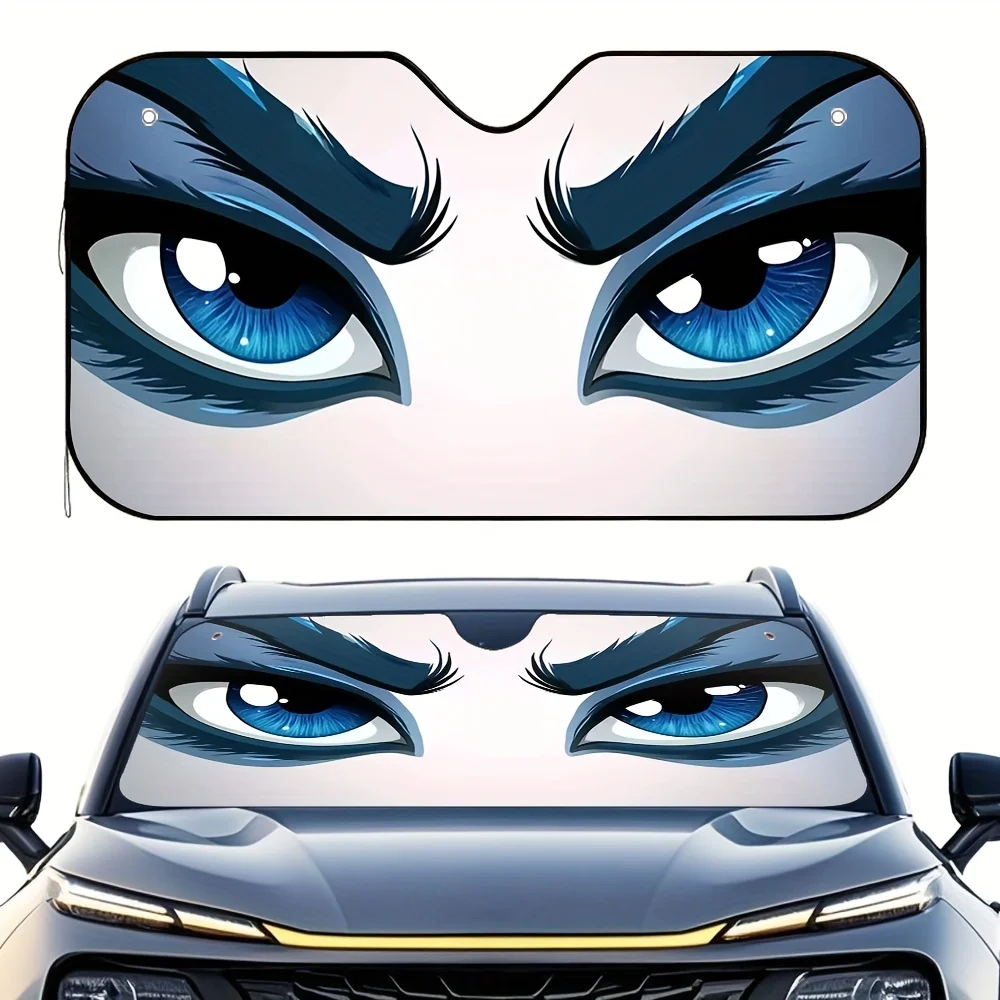 1pc Halloween Eyes Print Sunshade – Stylish & Foldable, Keeps Your Vehicle Cool, Easy Install With 4 Suction Cups, Space-Savin